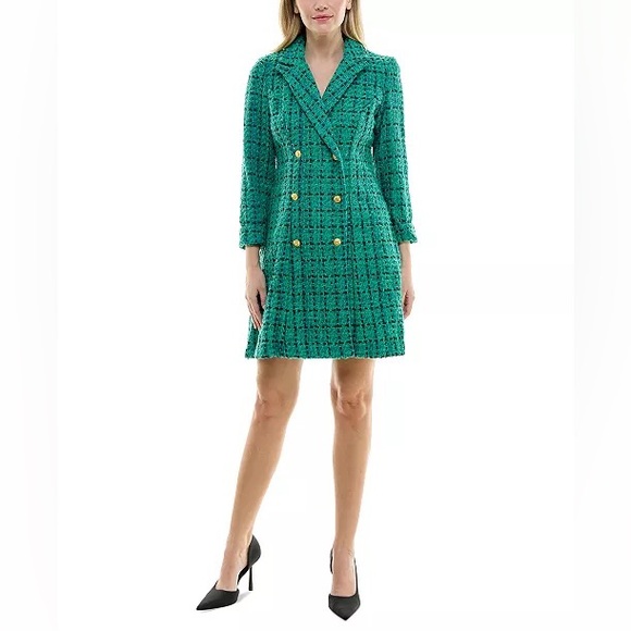 Maison Tara Double-Breasted Tweed Blazer Dress - Picture 1 of 7